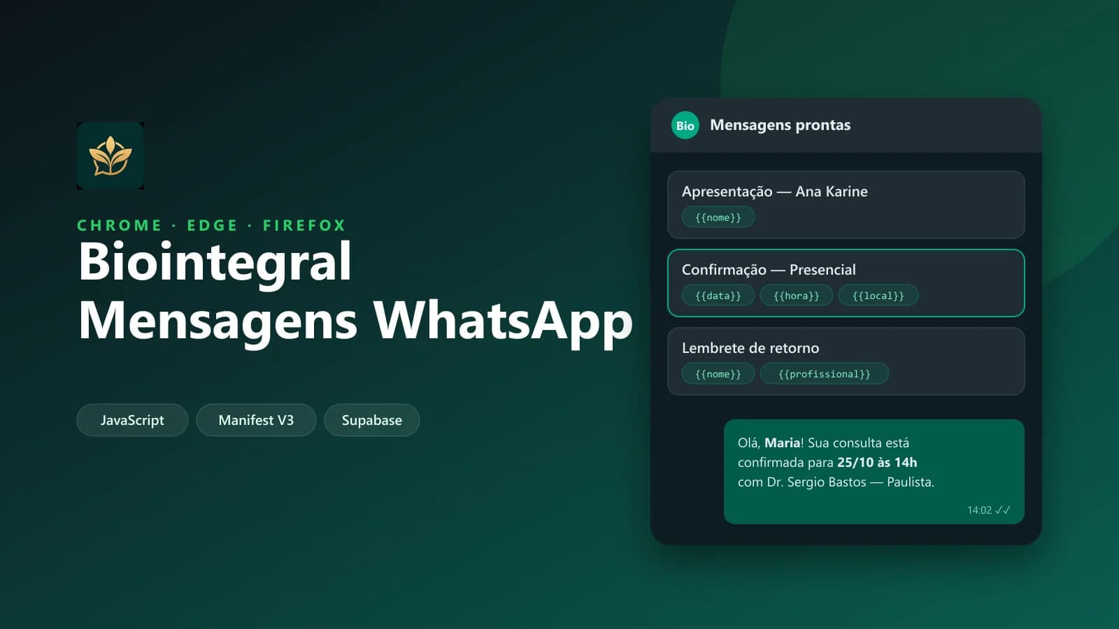 Biointegral — Mensagens WhatsApp